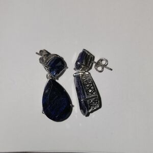 Ross-Simons Silver Earrings with Deep Blue Stones